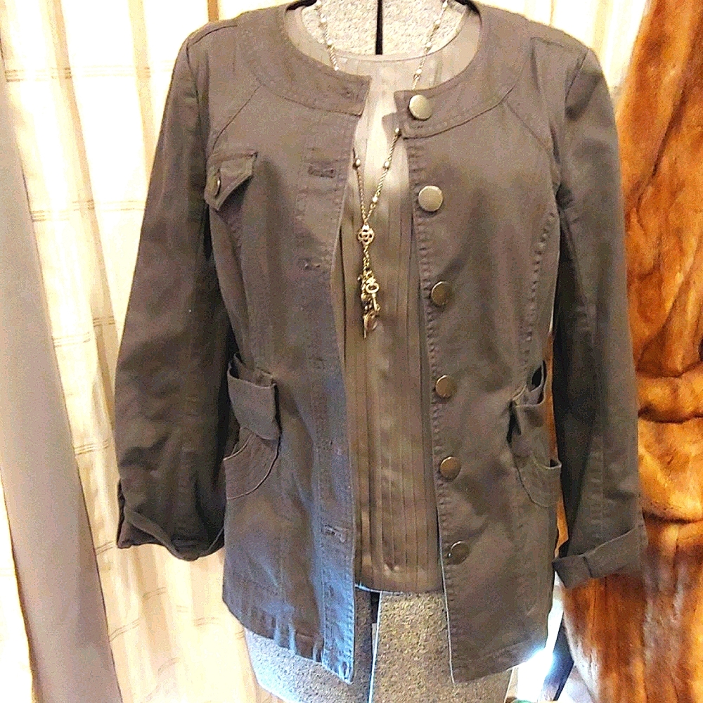 Dkny Grey Structured Jean Jacket - image 1